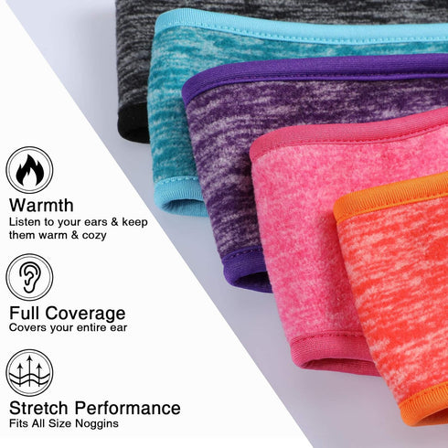 Syhood 8-Piece Fleece Headband Ear Warmers with Buttons - Stretchy Winter Running Sweatbands for Women and Men - Vivid Colors...