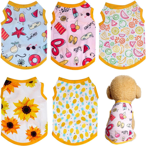 5 Pieces Dog Shirts Pet Printed Puppy Clothes Soft Dog Sweatshirt Pullover Dog T Shirts Summer Puppy Clothes Dog Outfits for Small Medium Dogs and...