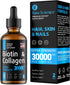 Liquid Collagen & Biotin Supplement for Hair Growth - Biotin 10000mcg Collagen 20000mcg Drops - Biotin and Collagen Vitamins for Skin Hair and Nai...