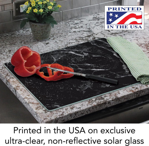 CounterArt Black Marble Design 3mm Heat Tolerant Tempered Glass Cutting Board 15” x 12” Manufactured in the USA Dishwasher Safe...