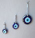Platinum Plating Handmade Evil Eye Turkish Greek Glass Charm Decorative Ornament for Good Luck, Success and Protection (1.5"-2"-2.7" Set of Three)...