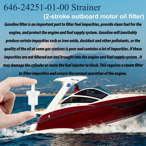 Outboard Motor Oil Filter for Yamaha: 4-9.9HP (94-02) | 646-24251-01-00 Strainer Compatible with 2-Stroke Engines...