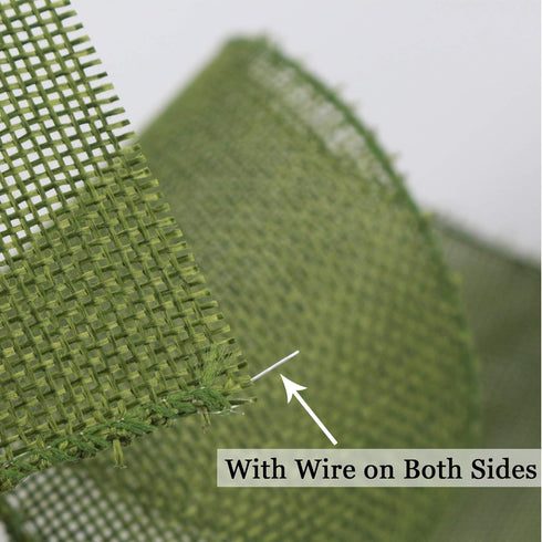 HUIHUANG Sage Burlap Ribbon Wired Solid Wired Edge Ribbon 2.5 inch Jute Ribbon Sage Green for Wreaths, Big Bows, Crafts, Decorations -10 Yards (30...