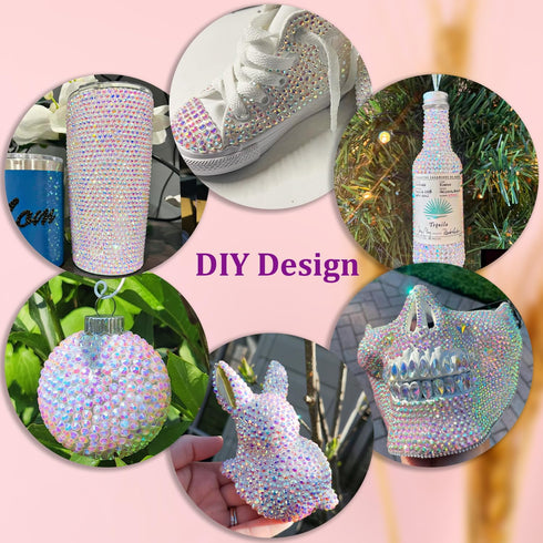 1500Pcs 6mm Resin Jelly Rhinestones with 3Pcs 10ml B7000 Jewelry Glue for Crafting, Transparent AB Flatback Gems, Bedazzling Crystal Bulk for DIY ...