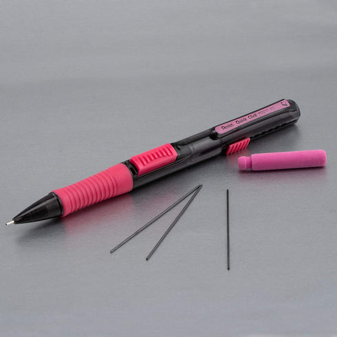 Pentel Quick Click Pop Mechanical Pencil, (0.7mm) Medium 2B Lead, Black Barrel W/Pink Trim Box of 12 (PD217AP)...
