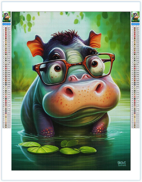 Diamond Painting Kits for Adults,5D DIY Full Round Drill Diamond Art Peculiar Hippo Diamond Painting by Numbers Kits Crafts for Family Relaxation ...