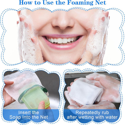 20PCs Mesh Soap Saver Pouch with Lanyard, Foaming Net Exfoliating Soap Bag, Bar Soap Facial Cleaner Pouch, Shower Body Scrubber Skin Smoother Supp...