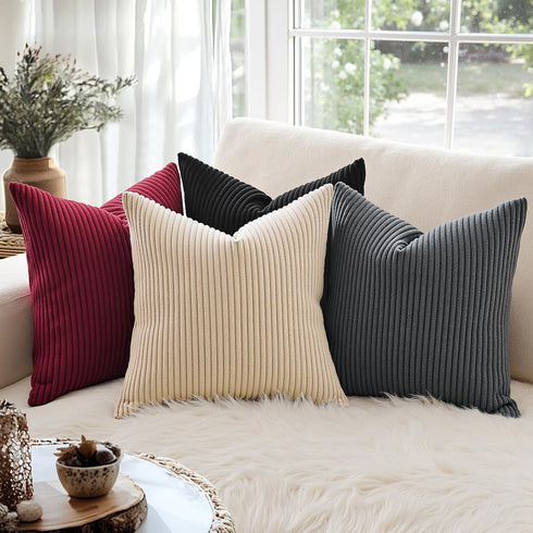 MIULEE Pack of 2 Corduroy Soft Soild Decorative Square Throw Pillow Covers Set Cushion Cases Pillowcases for Sofa Bedroom Car 18 x 18 Inch 45 x 45...