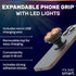 It's Just Smart Expandable Cell Phone Grip with LED Lights by ONQU, Universal and Collapsible BrightGrip with Rechargeable, App Controlled, Sound ...