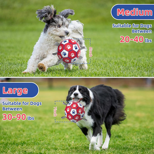 Dog Balls, Interactive Dog Toys for Tug of War, Dog Soccer Ball with 9 Nylon Straps for Indoor Outdoor, Dog Toys for Small Dogs & Medium Gift for ...