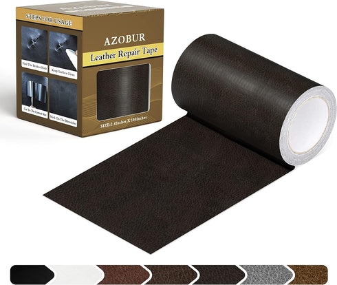Azbour Leather Repair Tape Patch, 2.4''x15' Super Adhesive, Self-Adhesive Leather Patch for Restoration and Refurbishment of Sofas, Car Seats, Fur...