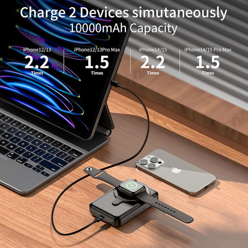 Joyful Magnetic Battery Power Bank,10000mAh Foldable Magnetic Wireless Portable Charger with Stand and USB-C,Only for MagSafe,Apple Whtch/iPhone 1...