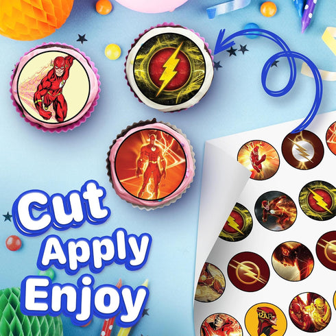 30 x Edible Cupcake Toppers Themed of Speed Hero Collection of Edible Cake Decorations | Uncut Edible on Wafer Sheet...
