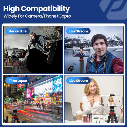 Tripod for iPhone, Fotopro Flexible Camera Tripod with Remote for iPhone 15, Waterproof and Anti-Crack Phone Tripod Stand Portable Travel Tripod f...