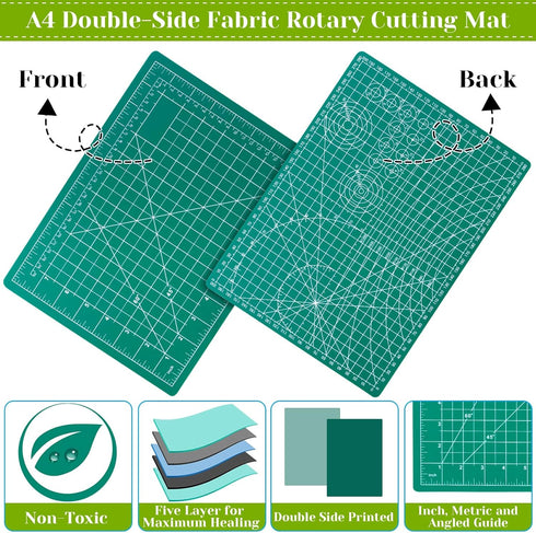 Rotary Cutter Set, Audab Self Healing Sewing Mats Rotary Cutter and Mat 45mm Rotary Fabric Cutter Set with 2 Blades Rotary Cutting Mat for Crafts ...