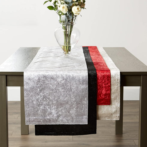 DII Velvet Collection Tabletop, Table Runner, 14x108, Black...