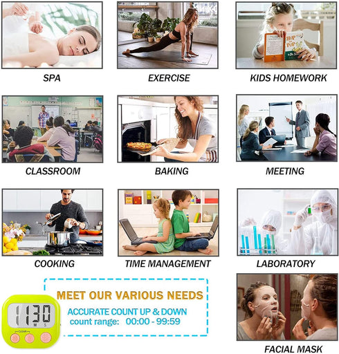 6 Pack Digital Kitchen Timers for Cooking Magnetic Timer for Cooking Loud Alarm green...