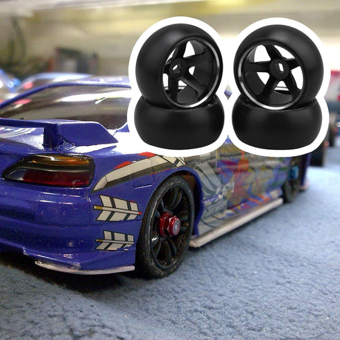 4pcs RC 5 Spoke Wheel Drift Tyre Black Wheel Rims Replacement for WL 1/28 K969 K989 P929 RC Car...