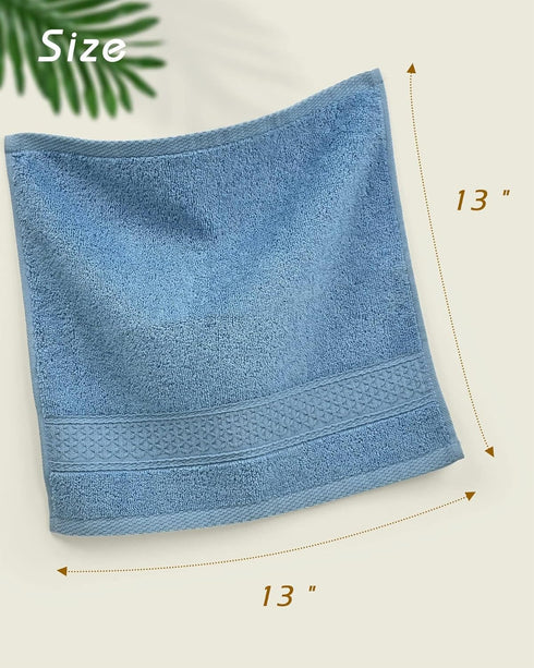 Cleanbear Pure Cotton Wash Cloths Face Cloths, 6 Colors per Set, 13 x 13 Inches (Light Blue, Jade Green, Light Green, Grey, Light Grey, Pink)...