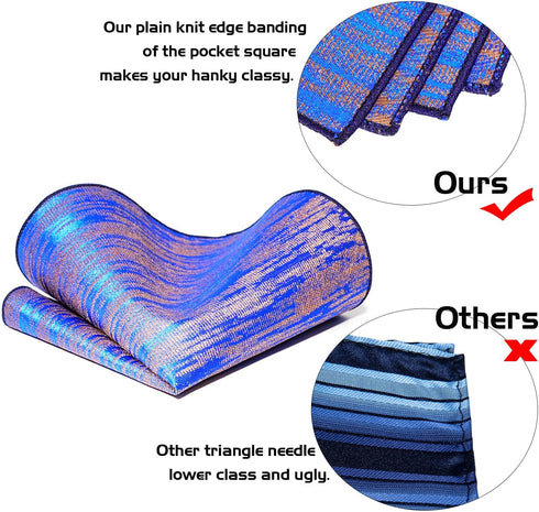 Mens Tie and Pocket Square Set, Silk Tie Handkerchief Cufflinks and Clip Set for Men...