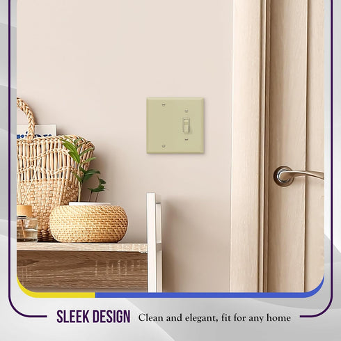 ENERLITES Combination Wall Plate (Blank Device/Toggle Switch), Standard Size 2-Gang, Polycarbonate Thermoplastic, Ivory 880111-I...