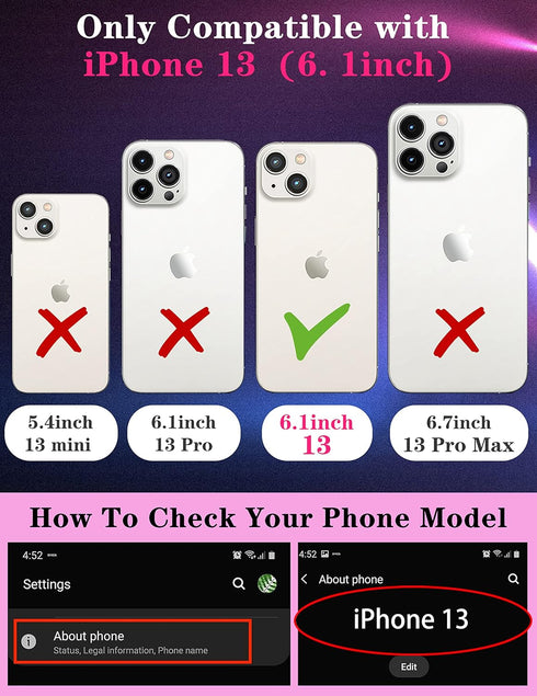 Goocrux (2in1 for iPhone 13 Case Smile Face Flower for Women Girls Pretty Girly Phone Cover Cute Floral Design with Slide Camera Cover+Ring Aesthe...