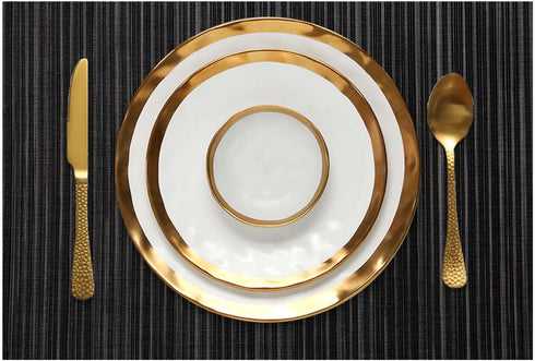 FunWheat Placemats Set of 4 Vinyl Washable Place Mats for Dining Table Mats Easy to Clean(Black,4pcs)...