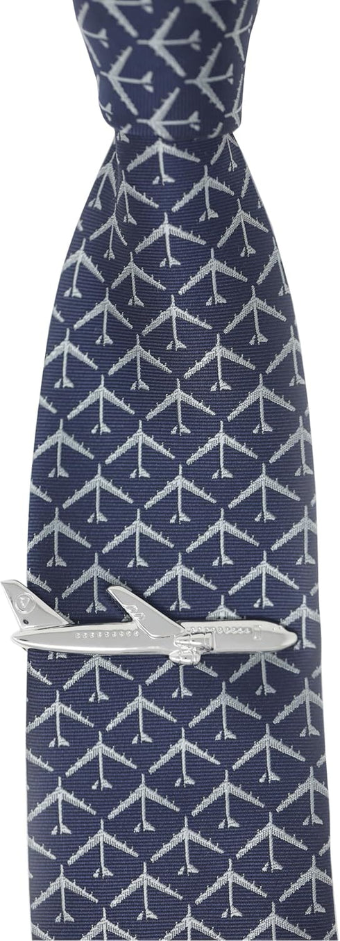 Novelty Silver Tone Airplane Tie Clip With Box Aircraft Plane Airline Tie Clip...
