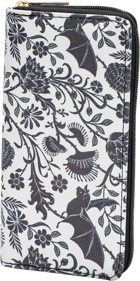 Skull Wallets for Women, Zip Around Goth Wallet Large Capacity Phone Case Long Purse Credit Card Clutch for Women Ladies Girls (Goth Bat)...