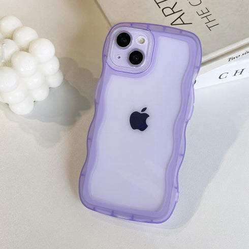 for iPhone 14 Case, Cute Kawaii Curly Wave Frame Shape Soft TPU Silicone Phone Case with iPhone 14, Shockproof Protective Phone Cover for Women Gi...