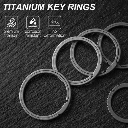 FEGVE Key Ring, Titanium Side Pushing Key Rings Keychain Rings Small Split Keyrings for Men (Grey-8pcs)...