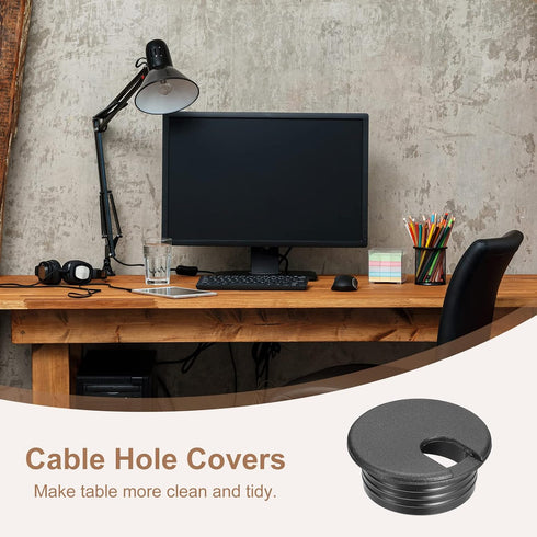 uxcell Cable Hole Cover, 2Pcs 38mm/1-1/2inch ABS Desk Cable Wire Cord Grommet Hole Cover for Office Computer Desk Wire Organizer, Black...