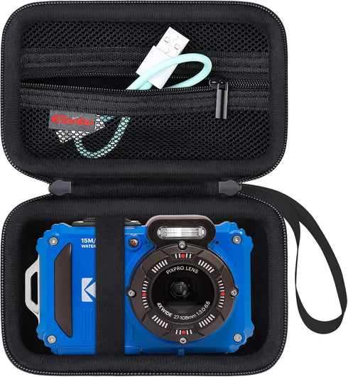 Carrying Case for KODAK PIXPRO WPZ2 Rugged Waterproof Digital Camera, Shockproof WiFi 4K Video Digital Camera Storage Cover Bag, Mesh Pocket fits ...