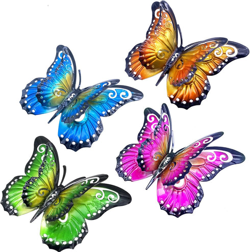 Metal Butterfly Wall Art Decor - 6.5" Outdoor Fence Decoration, Hanging for Garden Yard Living Room Bedroom Patio Balcony,Gift for Mom Dad Friends...