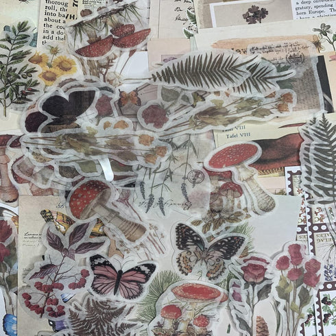 TIYPKE 200pcs Scrapbooking Stickers Herb Botanical - Mushroom Flowers Nature Butterfly journaling supplies Stickers for Bullet Journals Supplies A...