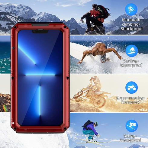 Mitywah Waterproof Case for iPhone 13 Pro Max, Heavy Duty Military Grade Armor Metal Case, Underwater Full Body Protective Case Shockproof Built-i...
