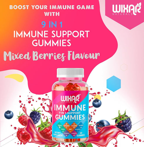 9 in 1 Immune Support Gummies with Elderberry, Vitamin C&D, Zinc, Turmeric, Ginger, Echinacea, Astragalus & Sea Moss for Immunity Supplement - 60 ...