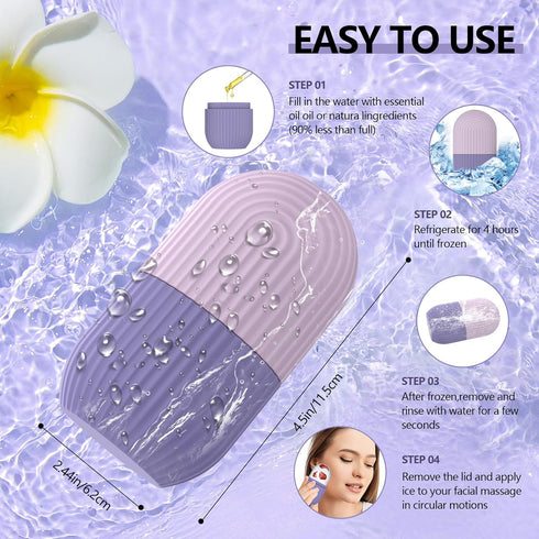 Ice Roller for Face and Eye, Silicone Ice Facial Roller Ice Holder, Face Ice Mold Skin Care, Face Icers Reusable Ice Cube Roller for Shrink Pores ...