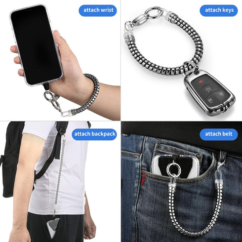 OUTXE Phone Lanyard Tether with 4 Patch- 2× Phone Tether, 4× Phone Patch with Adhesive, Compatible with Smartphone- Black...