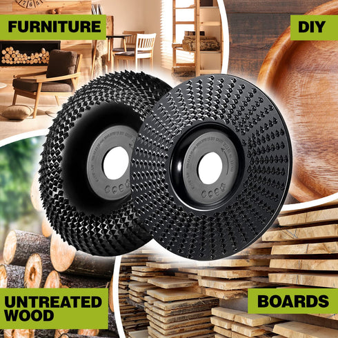 GRAFF Premium Wood Carving Disc 4 Inch for Angle Grinder - Set Shaping and Grinding Wheel for Wood, Drywall, Chipboard, Plastic - Woodworking Angl...
