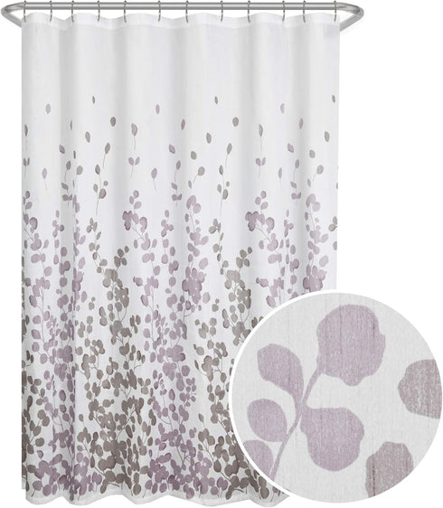 Zenna Home Sylvia Printed Faux Silk Fabric Shower Curtain, Machine Washable with Button Hole Header, Semi-Sheer Polyester Fabric Shower Curtain fo...