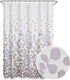 Zenna Home Sylvia Printed Faux Silk Fabric Shower Curtain, Machine Washable with Button Hole Header, Semi-Sheer Polyester Fabric Shower Curtain fo...