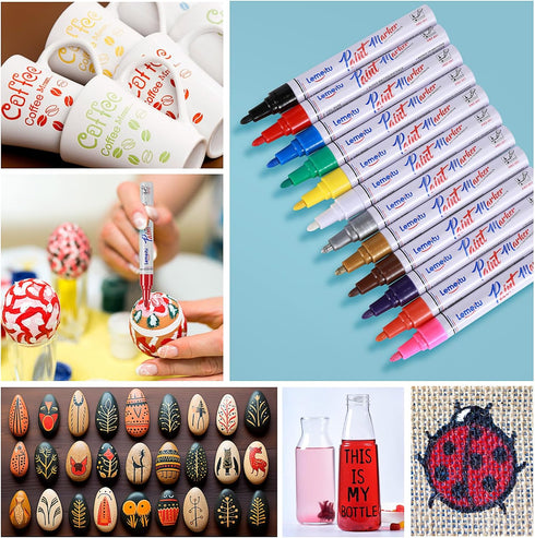 Paint Pens,Permanent Oil Based Paint Markers,Never Fade Marker Pen,for Office, Art projects, Rock Painting, Ceramic, Glass, Wood, Plastic, Metal, ...