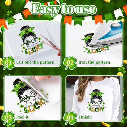 Cysincos Iron on Stickers Heat Transfer Decal Patches Vinyl for T-Shirt Clothing Hat Pillow Backpack DIY Craft Supplies (Patrick's Day-24pcs)...