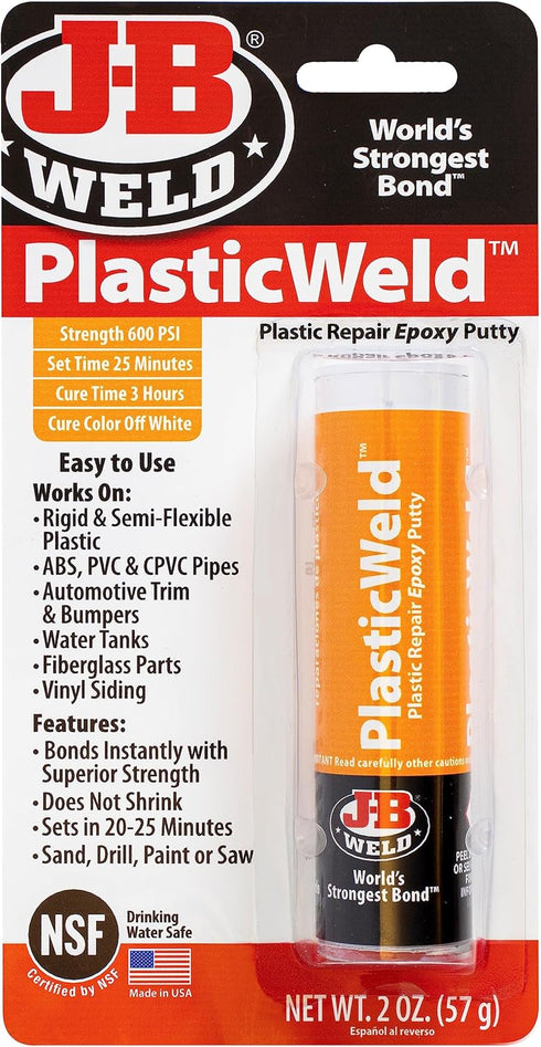 J-B Weld 8237 PlasticWeld Plastic Repair Epoxy Putty - 2 oz....