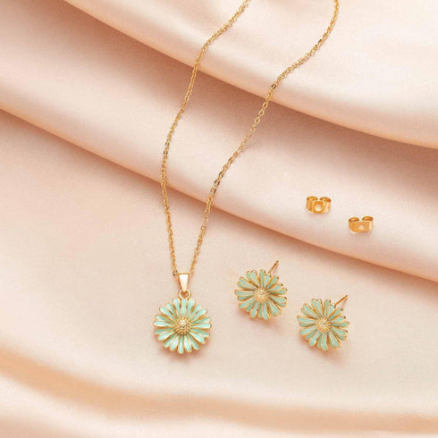 EVEVIC Daisy Flower Necklace Earrings Set for Women 18K Gold Plated Hypoallergenic Jewelry Sets...