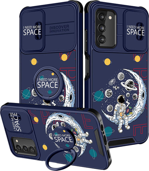(2in1 for Samsung Galaxy A03S Phone Case for Women Cute Girls Cover Astronaut Fun Funny for Teen Boys Cool Cartoon NASA Design with Camera Cover a...