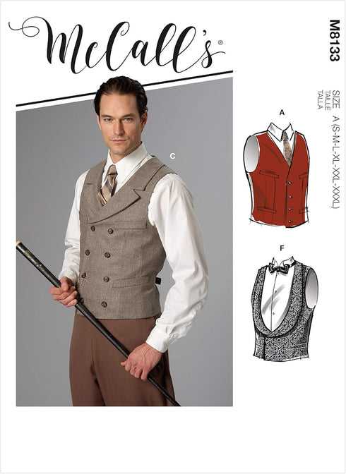 McCall's M8133A MEN/BOY COSTUME, A (S-M-L-XL-XXL-XXXL), White...
