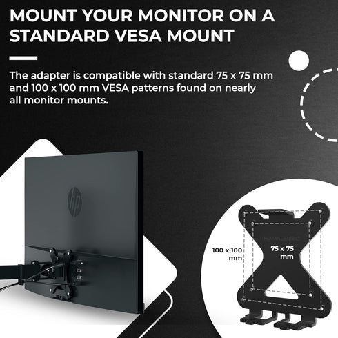 HumanCentric VESA Mount Adapter compatible with HP Pavilion 27xw, 25xw, 24xw, 23xw, 22xw, 22cwa, 27cw, 25cw, 24cw, 23cw, and 22cw Monitors...