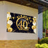 Blulu 40th Birthday Party Decoration, Extra Large Fabric Black Gold Sign Poster for 40th Anniversary Photo Booth Backdrop Background Banner, Birth...
